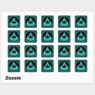 Modern Turquoise & Black Oil Light Thank You! Square Sticker