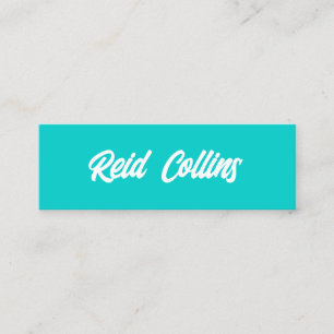 Modern Turquoise Blue Bold Script Mini Business Card
