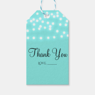 Modern Turquoise Blue & String Lights Elegant Gift Tags