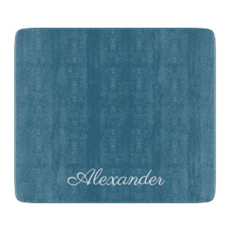 Modern Turquoise Blue template,  White Script   Cutting Board