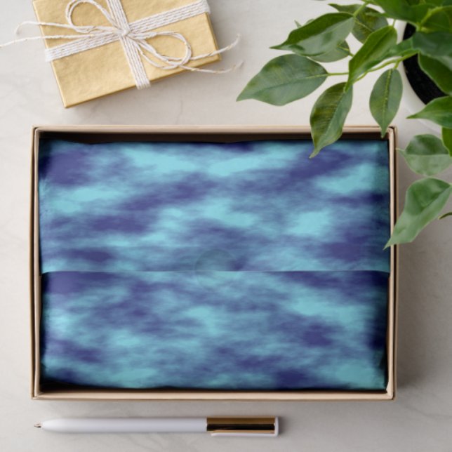 Modern turquoise blue tie dye tissue paper (Gift)