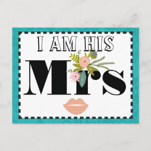 Modern Turquoise Chartreuse Damask Wedding Postcard