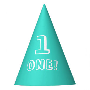 Modern turquoise custom number age year birthday party hat