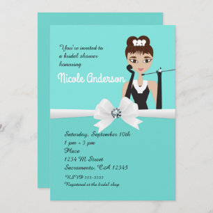 Modern Turquoise Engagement Chic Bridal Shower Invitation