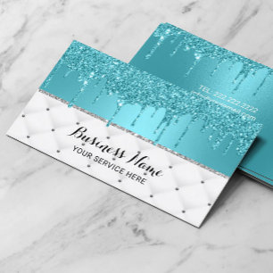 Modern Turquoise Faux Glitter Drips Luxury #2 Business Card