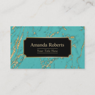 Modern Turquoise & Gold Marble Elegant Business Card