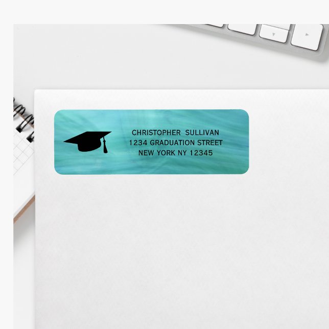 Modern Turquoise Graduation Return Address (Creator Uploaded)