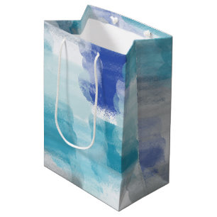 Modern Turquoise & Gray Watercolor Abstract Art  Medium Gift Bag