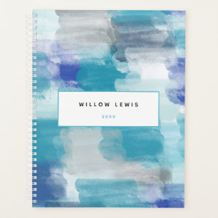 Modern Turquoise Gray Watercolor Appointment Book Planner