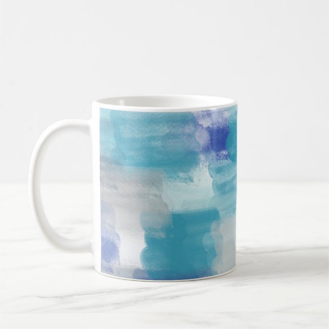 Modern Turquoise & Grey Abstract Art  Coffee Mug (Left)