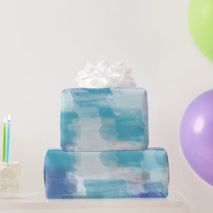 Modern Turquoise & Grey Watercolor Abstract Art  Wrapping Paper