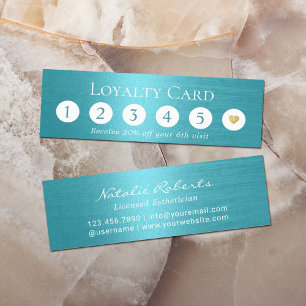 Modern Turquoise Metallic Beauty Salon Loyalty Card