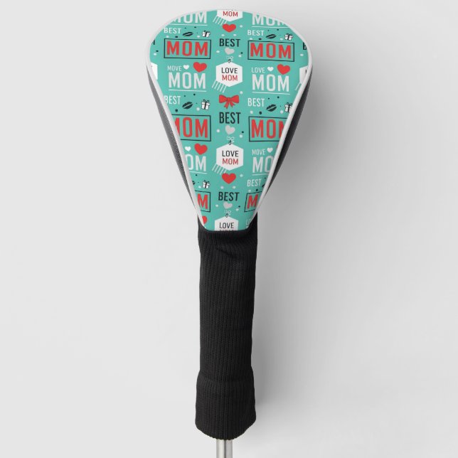 Modern Turquoise MOM Typography Pop Pattern Golf Head Cover (Front)
