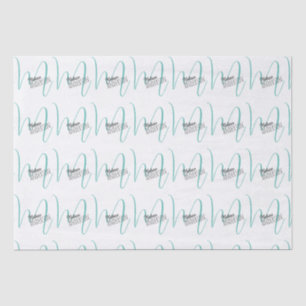 Modern Turquoise Monogram Personalised Name Tissue Paper