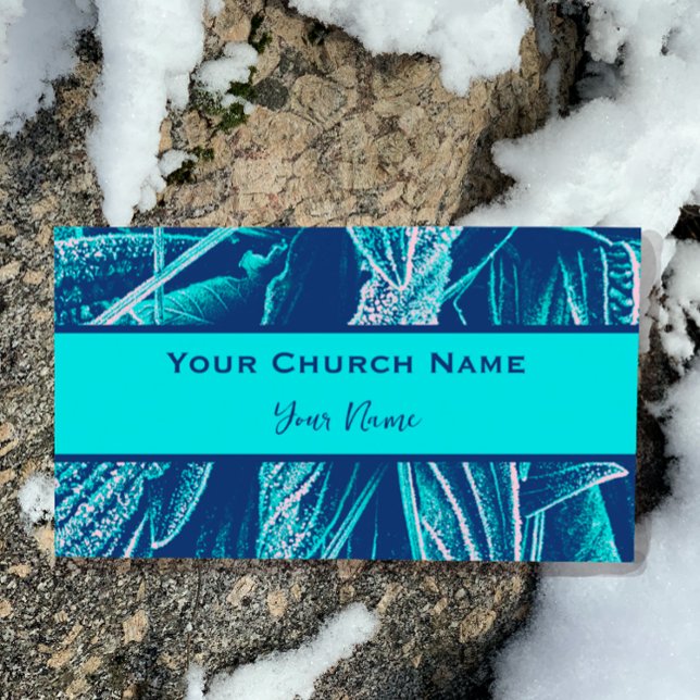 Modern Turquoise Nature Bible Verse Psalms 23  Business Card (Personalize your own Church invitation cards with a favorite Bible Verse Scripture on Back. )