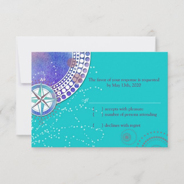 Modern Turquoise Nautical Wedding RSVP Card (Front)