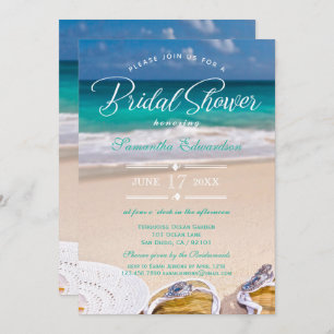 Modern Turquoise Ocean Beach Bridal Shower Invitation