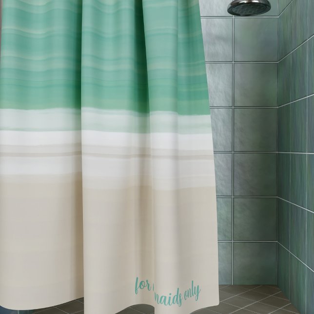 Modern Turquoise Ocean Sandy Beach Custom Shower Curtain (A modern ocean beach with space for your text. Check out the collection for matching bath mats)