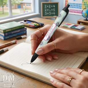Modern turquoise Pink Floral Mandala Doodles Black Ink Pen