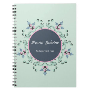 Modern turquoise Pink Floral Mandala Doodles  Notebook