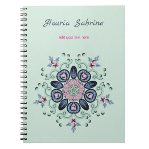 Modern turquoise Pink Floral Mandala Doodles  Notebook