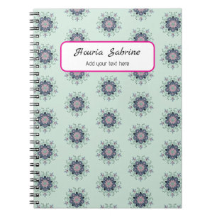 Modern turquoise Pink Floral Mandala Doodles  Notebook