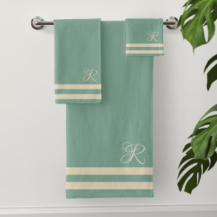 Modern Turquoise Sailor Stripe Towel Set