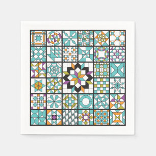 Modern Turquoise Sampler Quilt Napkins