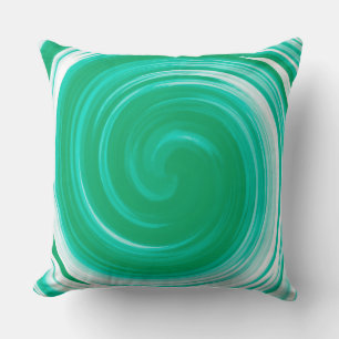 Modern Turquoise Swirl Abstract Art Cushion
