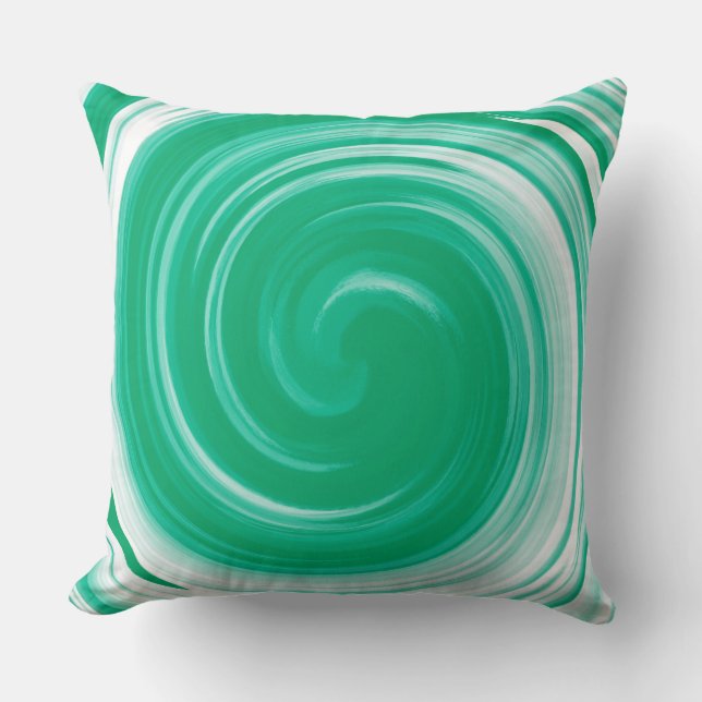 Modern Turquoise Swirl Abstract Art Cushion (Front)