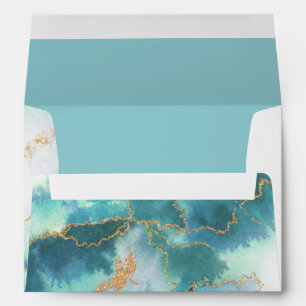 Modern Turquoise Watercolor Geode  JustCards™ Envelope