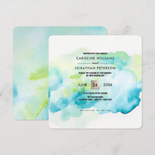 Modern Turquoise Watercolor Invitation