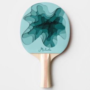 Modern Turquoise Waves Personalised Ping Pong Paddle
