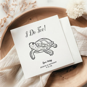 Modern Turtle Wedding Cocktail Napkins 