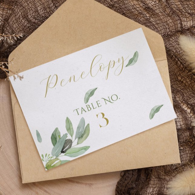 Modern Tuscany Olive Leaves Branch-Escort Card (Creator Uploaded)
