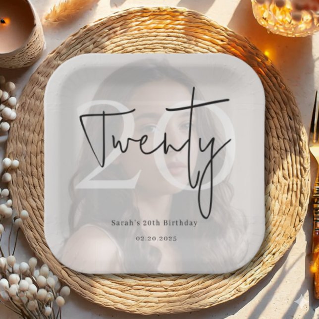 Modern Twenty 20th Birthday Party Plates (Creator Uploaded)
