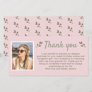 Modern Twigs Photo Birthday Thank You Card