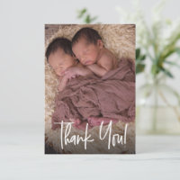 Modern Twin Baby Photo Thank you birth