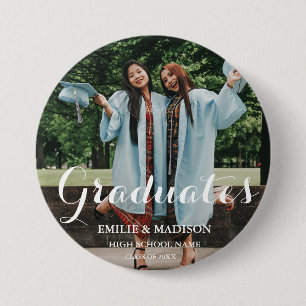 Modern Twin Graduate Script Classic Photo Button