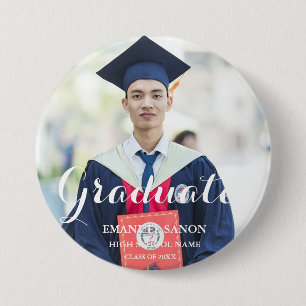 Modern Twin Graduate Script Classic Photo Button