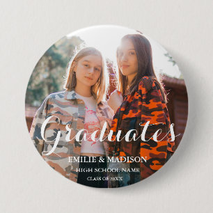 Modern Twin Graduate Script Classic Photo Button