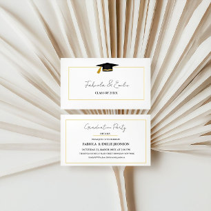 Modern Twin Graduation Name Card Insert Gold Frame