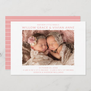 Modern Twin Photo Birth Announcement