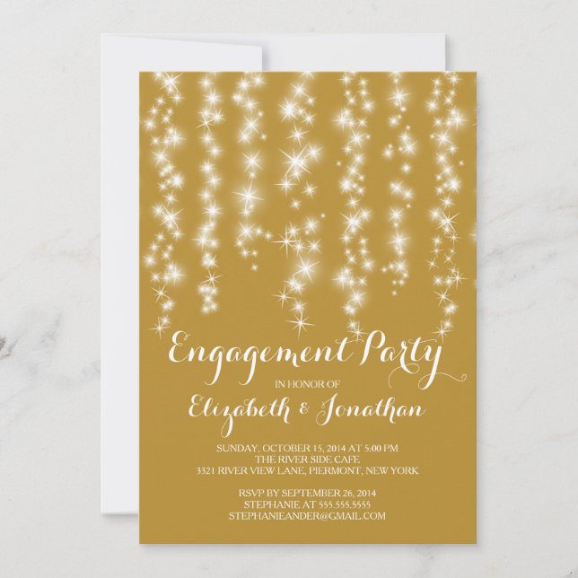 Modern Twinkle Lights Engagement Party Invitation (Front)