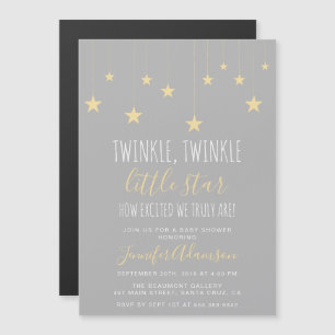 Modern Twinkle Little Star Baby Shower Magnetic Invitation