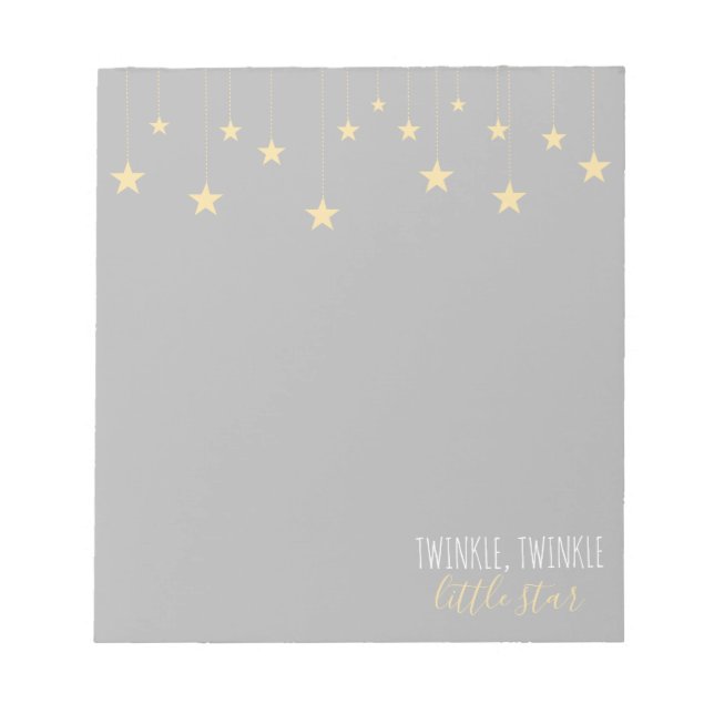 Modern Twinkle Little Star Baby Shower Notepad (Front)