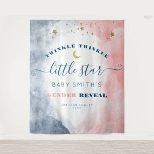 Modern Twinkle Twinkle Gender Reveal Backdrop Tapestry