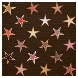 Modern Twinkling Stars, Chocolate Brown and Tan Fabric