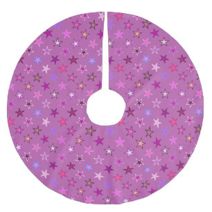 Modern Twinkling Stars, Violet, Plum and Pink Brushed Polyester Tree Skirt