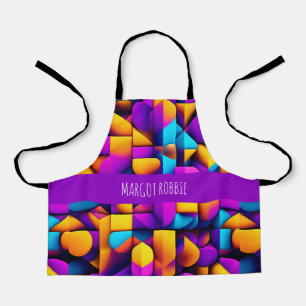 Modern twitch 3D Yellow Violet Isometric Pattern Apron